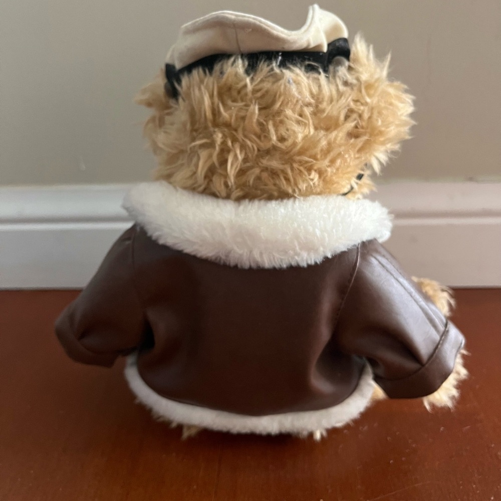Aviator Teddy Bear with Brown Leather Jacket - Picture 2 of 3